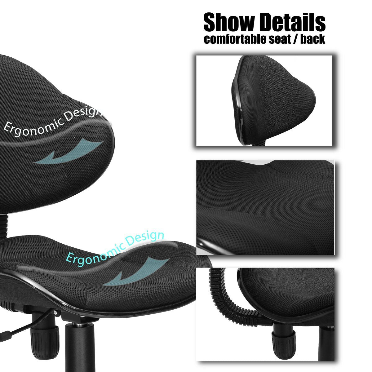 JJS Home Office Low Back Computer Executive Chair, Ergonomic Mesh Chair with Extra Large Base and Pads,
