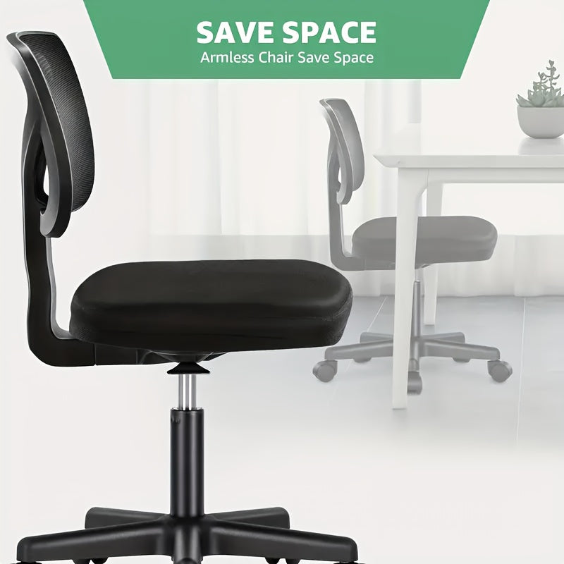 1pc Low Back Mesh Armless Office Chair, Swivel Rolling Armless Computer Chair with Lumbar Support, Can be Purchased Individually or in Combination