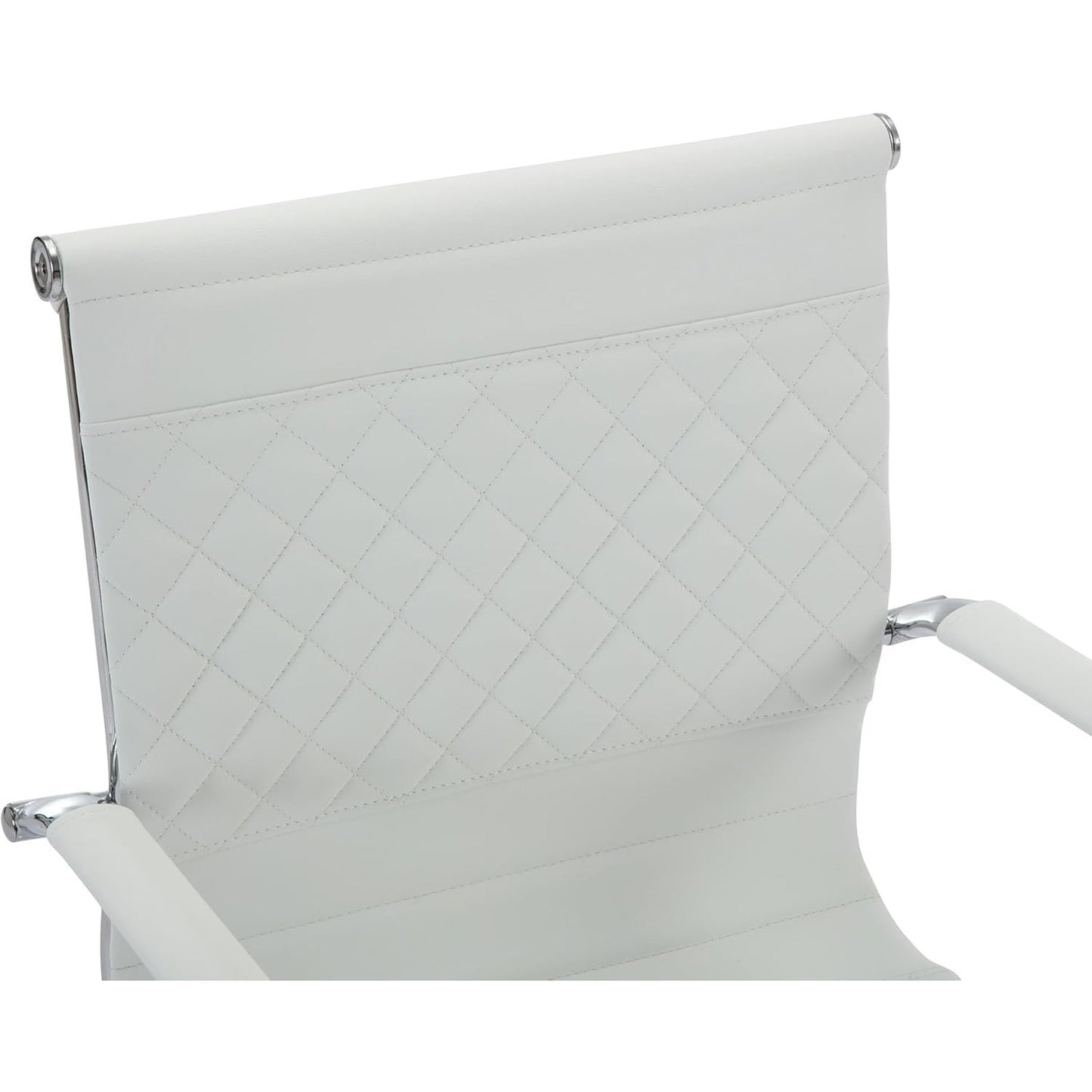 Set Of 2 Features A Minimalist Office Chair With A Diamond Grid Design On The Back, Equipped With Armrests And A Chrome Metal Base For Home Work, Suitable For Meeting Rooms\u002Fwaiting Rooms