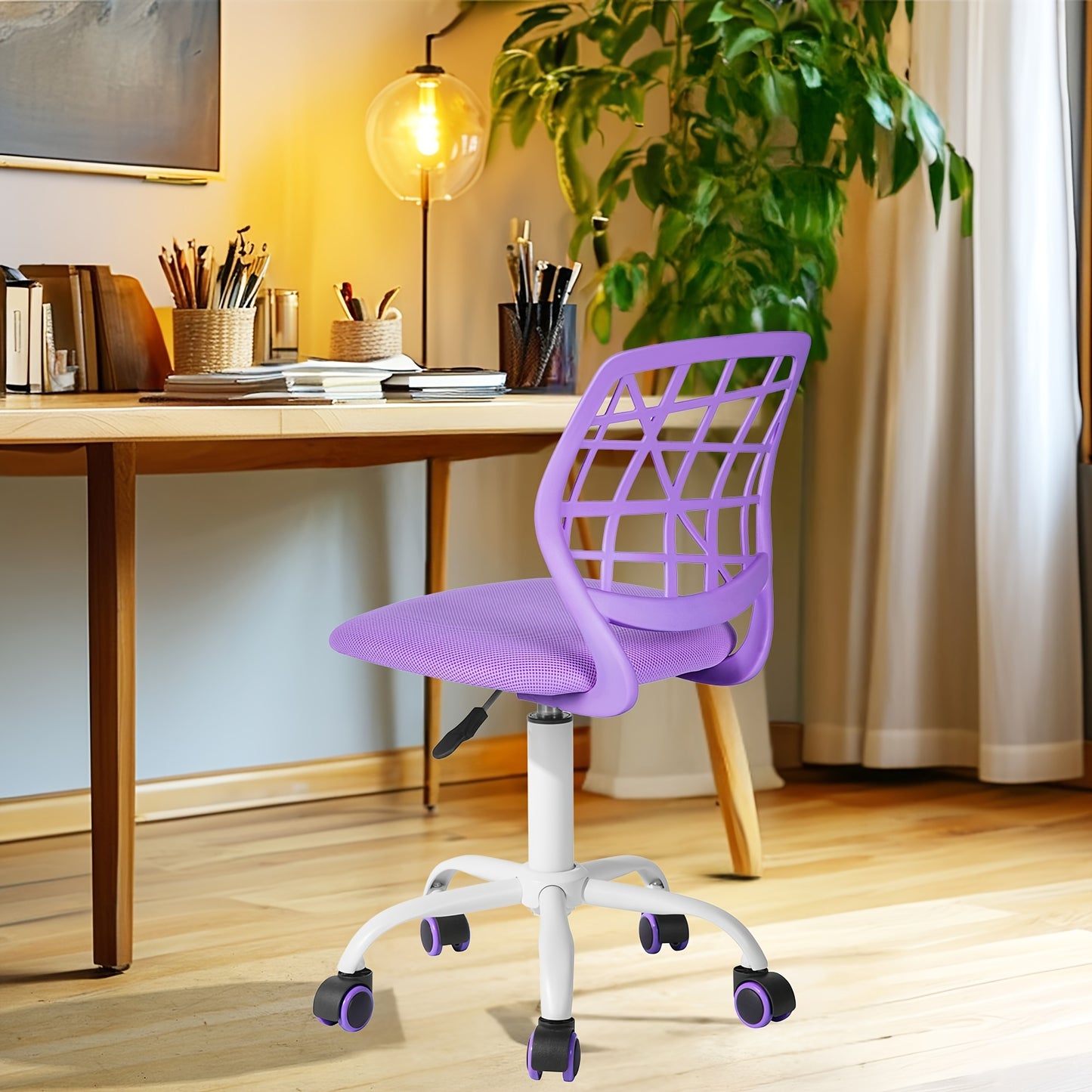 Ergonomic Pink Study Chair with Mesh Backrest & Padded Seat - Adjustable Height, Swivel Base for Desk and Home Office, Vibrant Design for Bedrooms and Study Areas, Desk Chair, FURNITURER
