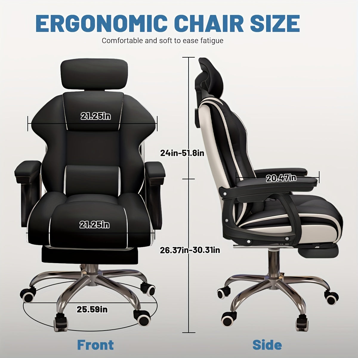 Ergonomic Adjustable Height Computer Chair, Metal Frame with Memory Foam Cushion, Open Back, Swivel, Armrests, and Wheels - Home Office Desk Chair, Home Office Chair | Contemporary Design | Metal Frame Chair, Office Chair Cushion