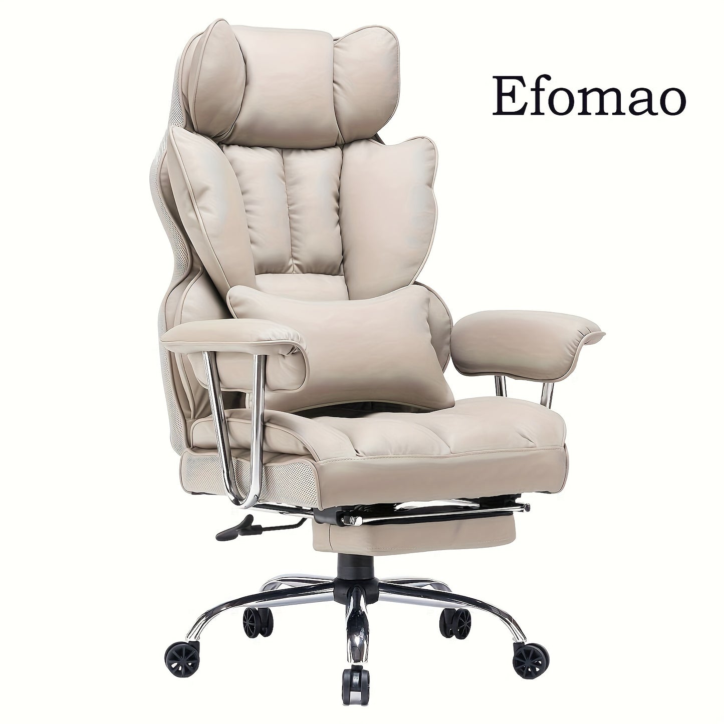 Efomao Office Chair 400LBS, Big and Tall Office Chair, Faux Leather Computer Chair, Executive Office Chair with Leg Rest and Lumbar Support, Pink Office Chair