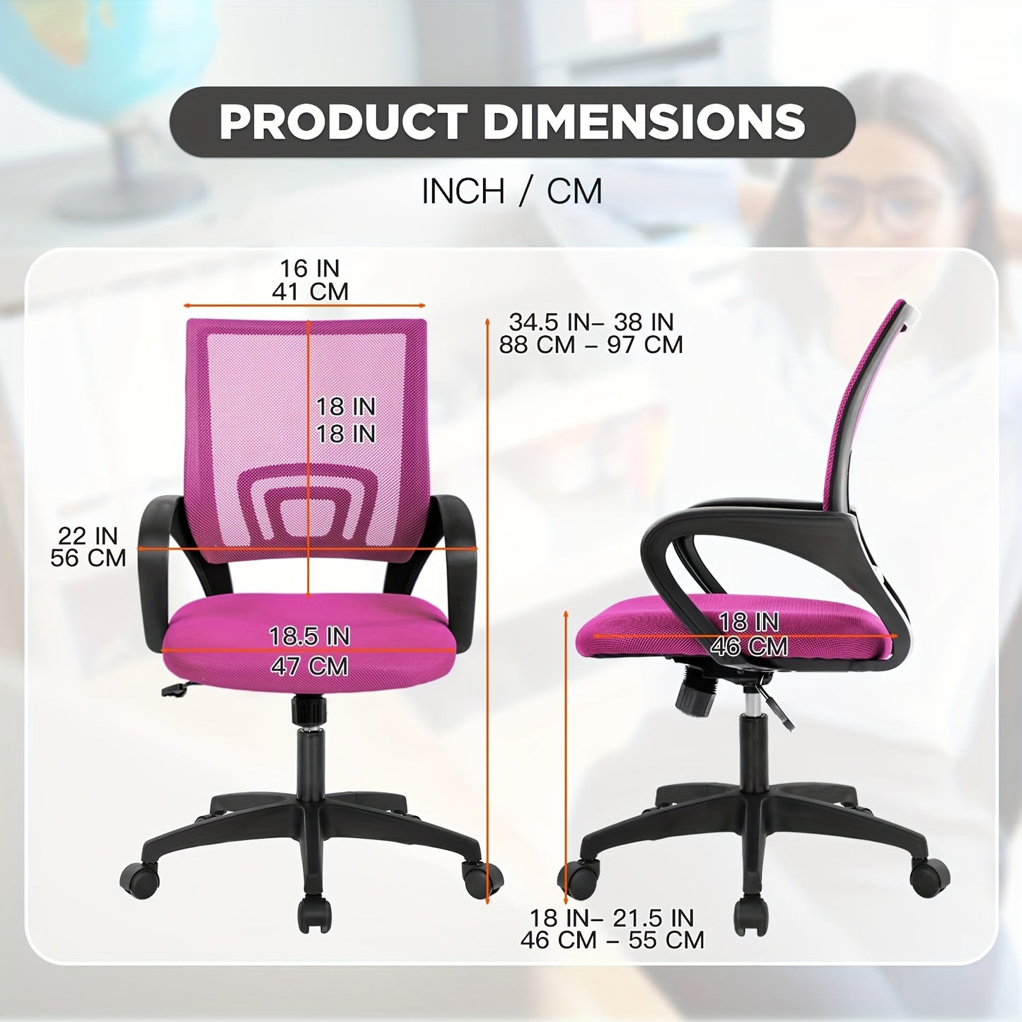 2 Pack, Office Chair Computer Desk Task Chair Mesh Computer Chair Back Support Modern Executive Adjustable Chair for Men Women