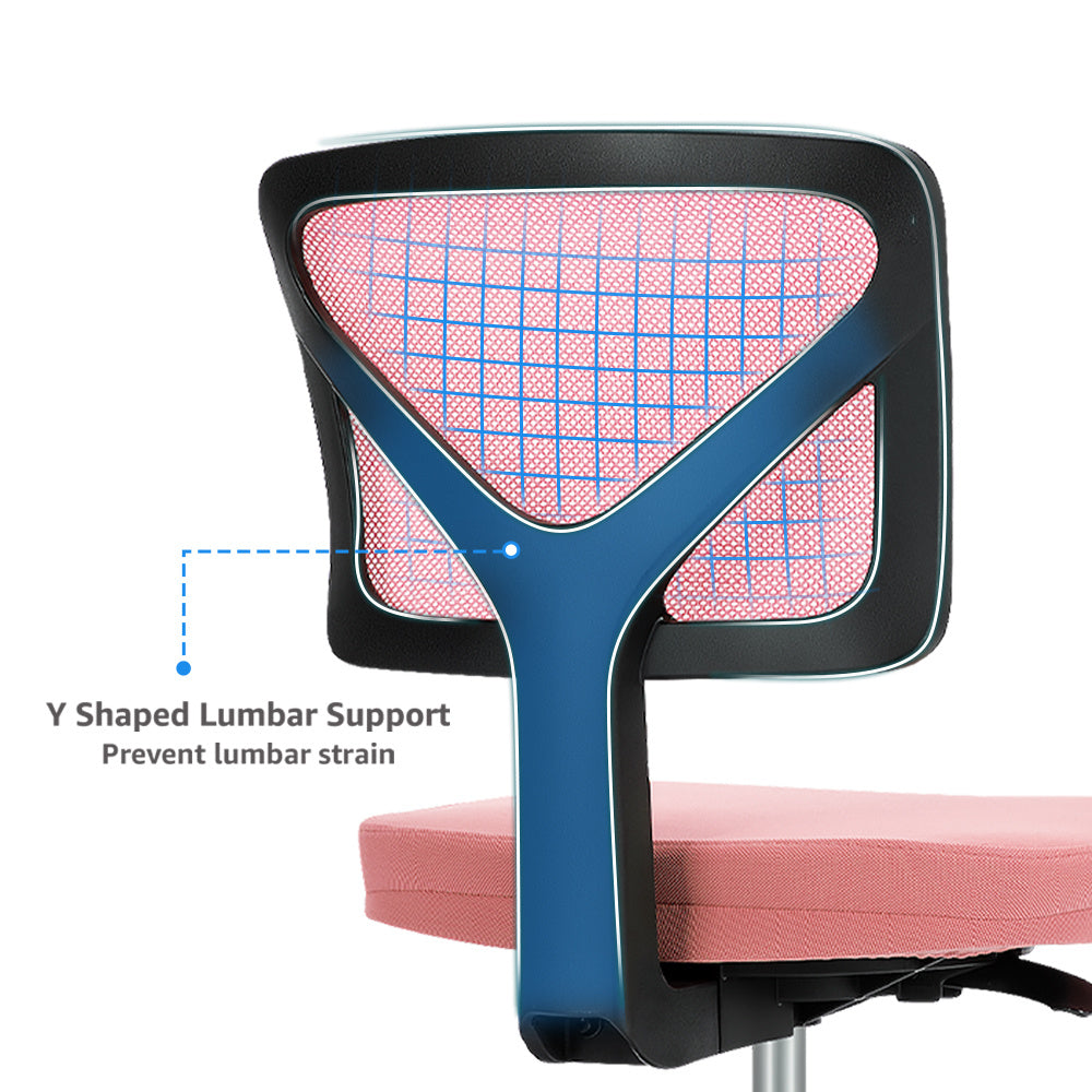 IDLE WAY Small Office Desk Chair with Wheels, Modern Rolling Armless Office Chair with Height Adjustable Comfortable Support, Cute Vanity Chair for Home Bedroom Office Study Make-up, Dressing Room