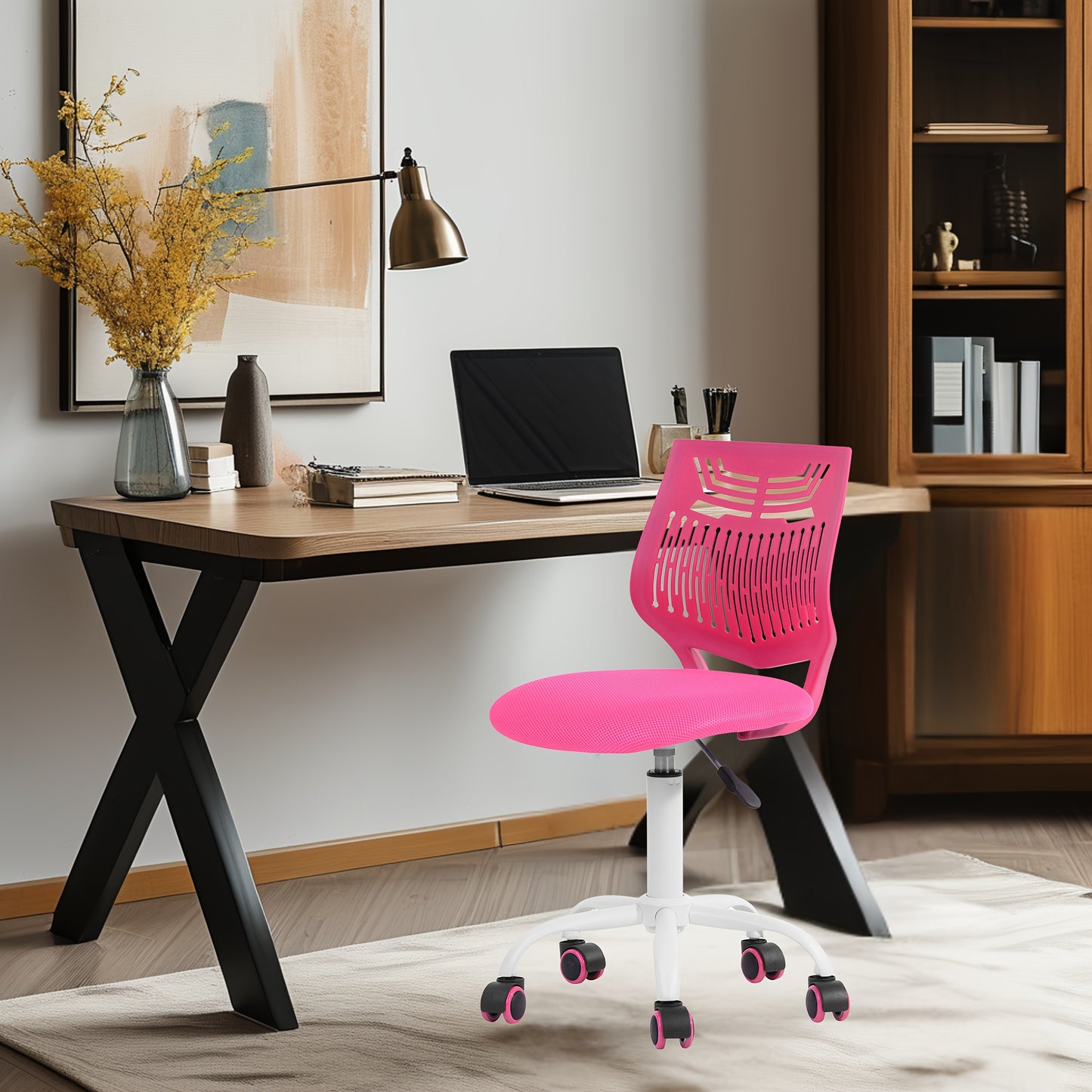 Ergonomic Modern Office Chair with Swivel Seat - Adjustable Height, Lumbar Support, Durable Metal Frame - Ideal for Home Office in Bright Pink\u002FPurple\u002FGreen