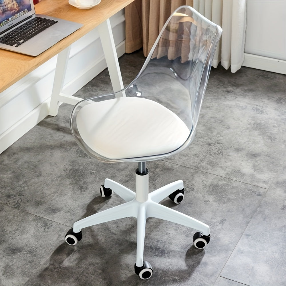 Third-generation office\u002Fgaming chair, Height Adjustable, adjustable 360 ° swivel chair, engineering plastic armless swivel computer chair, suitable for living room, bedroom and office, Transparent, for teenagers, furniture for home, small chairs.