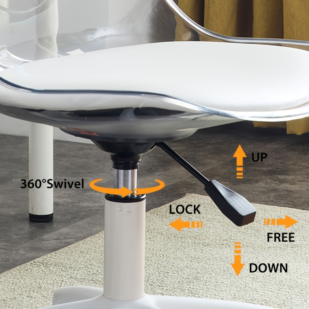 Third-generation office\u002Fgaming chair, Height Adjustable, adjustable 360 ° swivel chair, engineering plastic armless swivel computer chair, suitable for living room, bedroom and office, Transparent, for teenagers, furniture for home, small chairs.