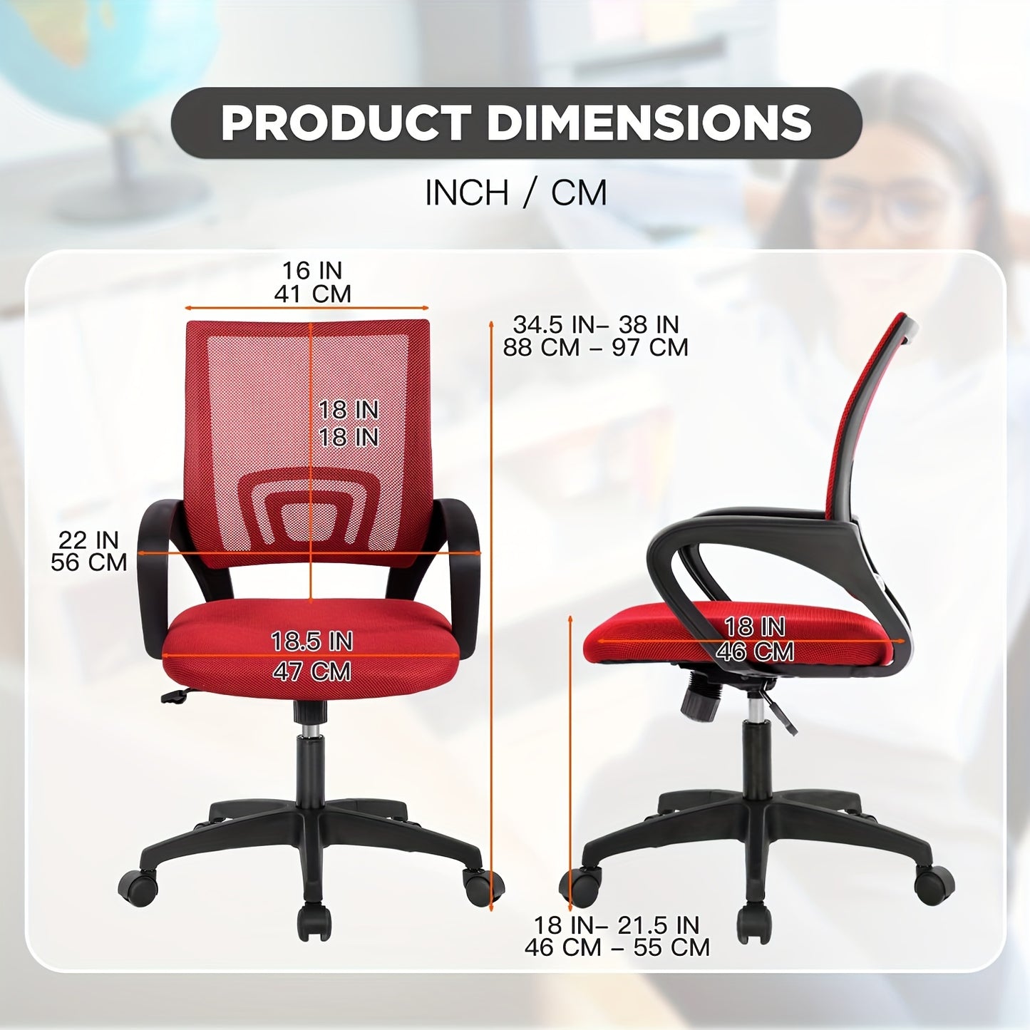 2 Pack, Office Chair Computer Desk Task Chair Mesh Computer Chair Back Support Modern Executive Adjustable Chair for Men Women