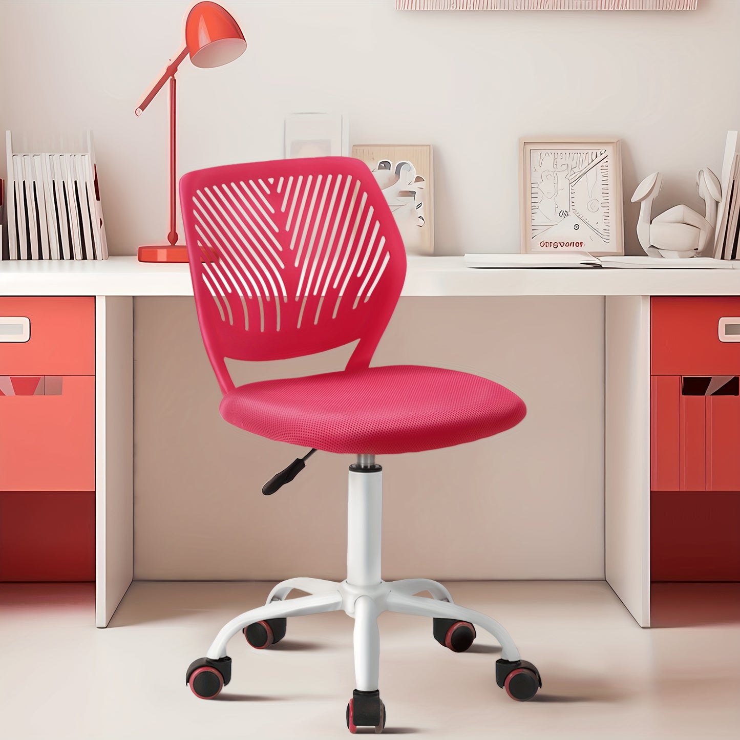 Homy Casa Compact Armless Office Chair, Adjustable Swivel Task Chair with Soft Cushion, Available in 7 Colors - Perfect for Home Office, Workspace, Bedroom, Study or Vanity