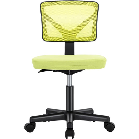 Office Computer Desk Chair Ergonomic LowBack Mesh Rolling Work Swivel Chairs with Wheels Armless Comfortable Seat Lumbar Support for Home Bedroom Study Student Adults Green