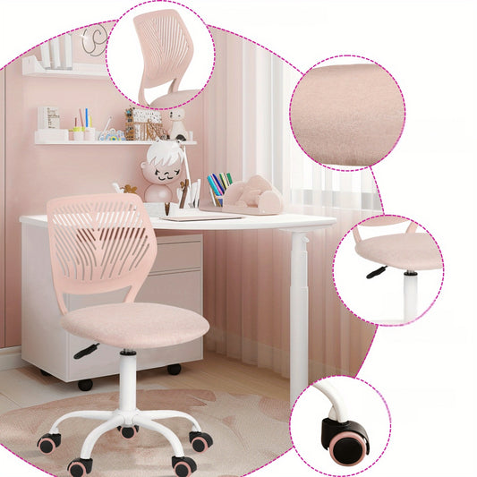 Homy Casa Compact Armless Office Chair, Adjustable Swivel Task Chair with Soft Cushion, Available in 7 Colors - Perfect for Home Office, Workspace, Bedroom, Study or Vanity