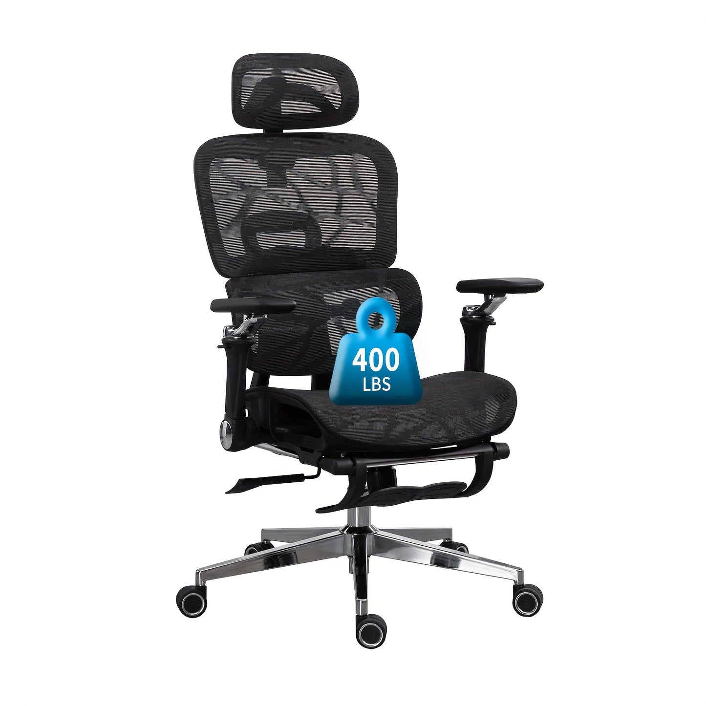 Mesh Ergonomic Office Chair With Footrest, High Back Computer Gaming Chair With Lumbar Support, Back Support, 6D Armrests For Big And Tall Napping Work Chair
