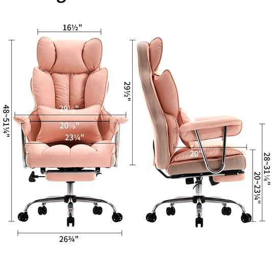 Efomao Desk Office Chair 400LBS, Big And Tall Office Chair, PU Leather Computer Chair, Executive Office Chair With Leg Rest And Lumbar Support