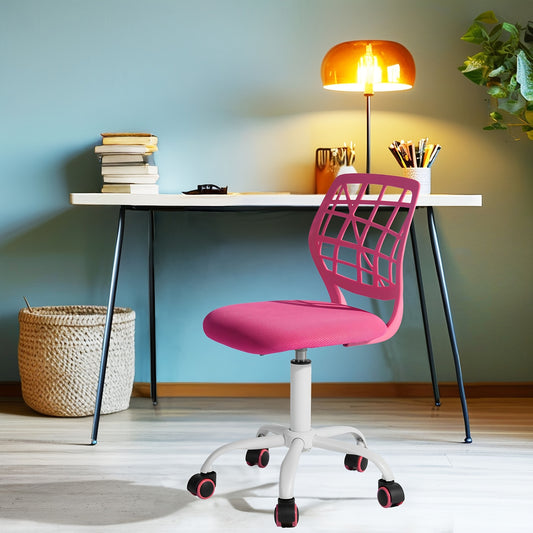 Ergonomic Pink Study Chair with Mesh Backrest & Padded Seat - Adjustable Height, Swivel Base for Desk and Home Office, Vibrant Design for Bedrooms and Study Areas, Desk Chair, FURNITURER