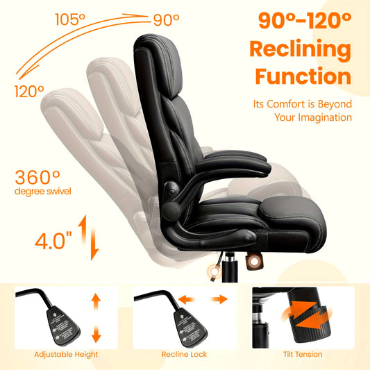 Office Chair, Ergonomic Executive Desk Chair, Comfortable PU Leather Chair For Home Office, High Back Swivel Computer Chair With Rocking Feature Back-to-school Season Gift, School Supplies