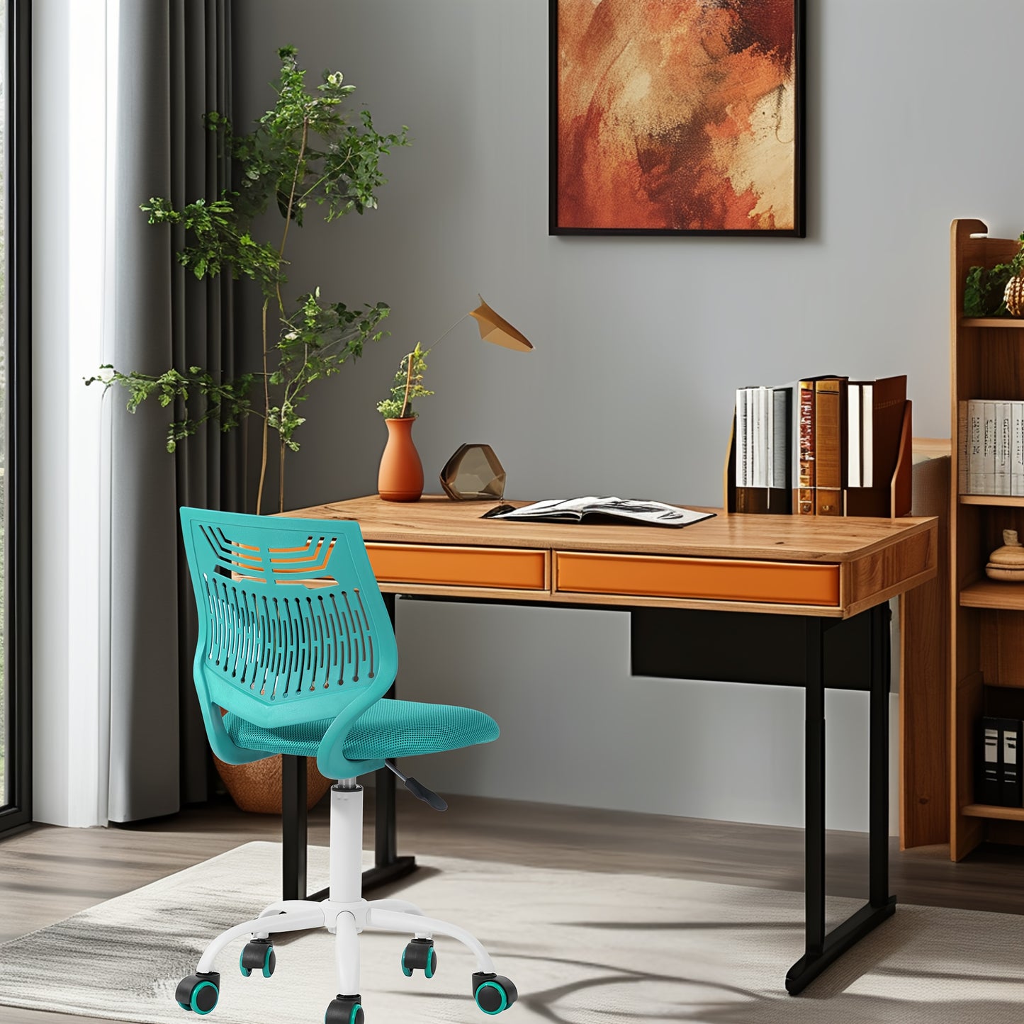 Ergonomic Modern Office Chair with Swivel Seat - Adjustable Height, Lumbar Support, Durable Metal Frame - Ideal for Home Office in Bright Pink\u002FPurple\u002FGreen
