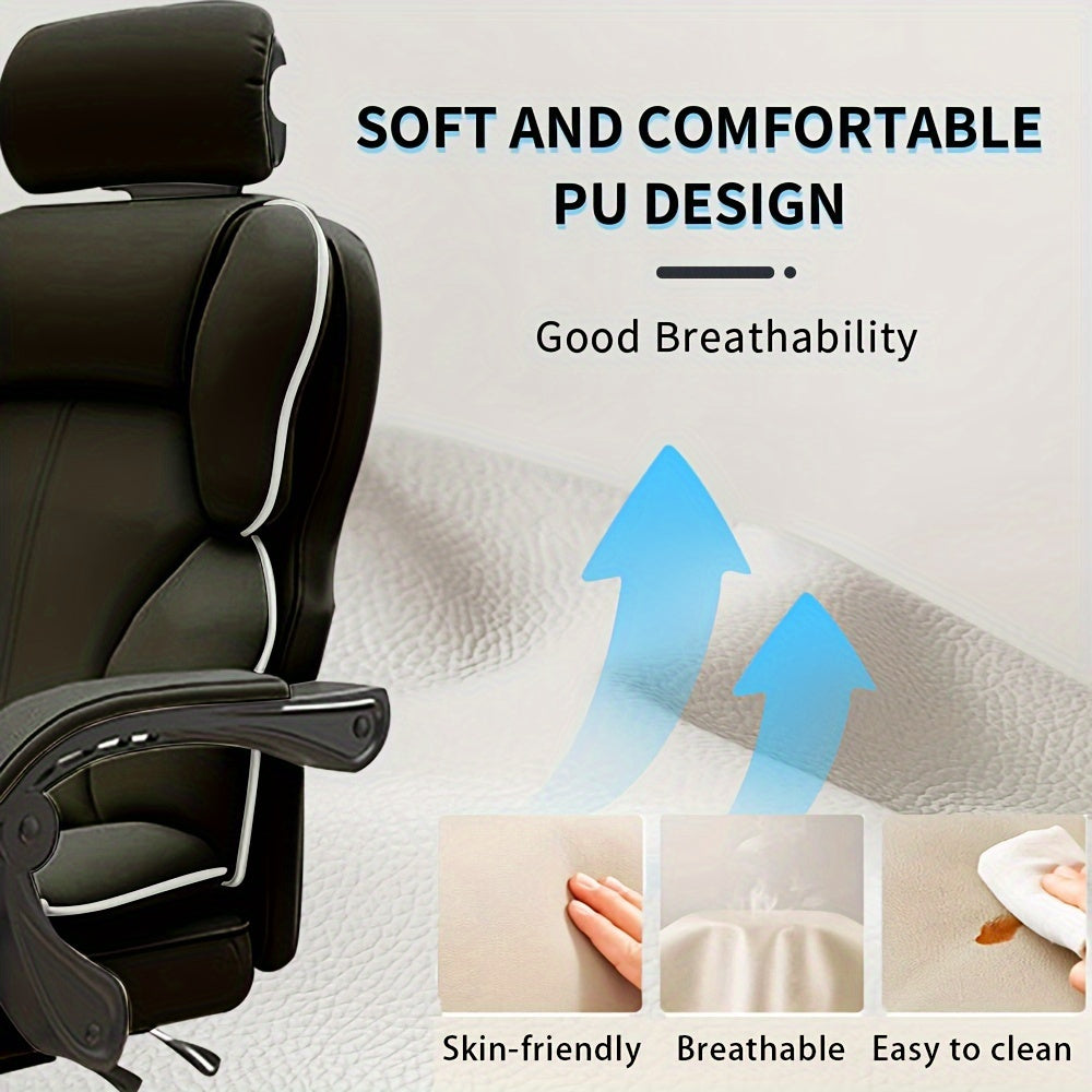 Ergonomic Big & Tall Office Chair - High Back Gaming Chair with Adjustable Height, Swivel Base, Lumbar Support & Foot Rest - White with Pink Accents, Metal Frame, Memory Foam Cushion for Comfort, Desk Chair