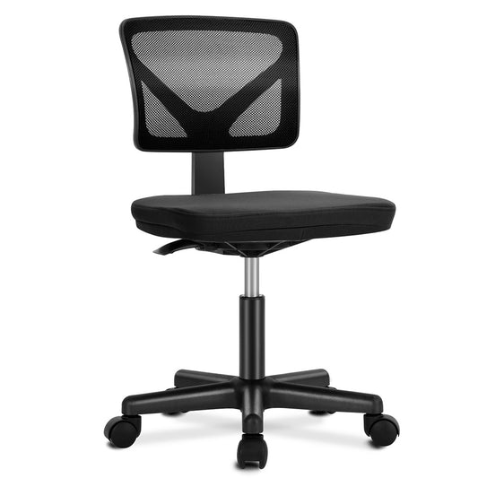 IDLE WAY Small Office Desk Chair with Wheels, Modern Rolling Armless Office Chair with Height Adjustable Comfortable Support, Cute Vanity Chair for Home Bedroom Office Study Make-up, Dressing Room