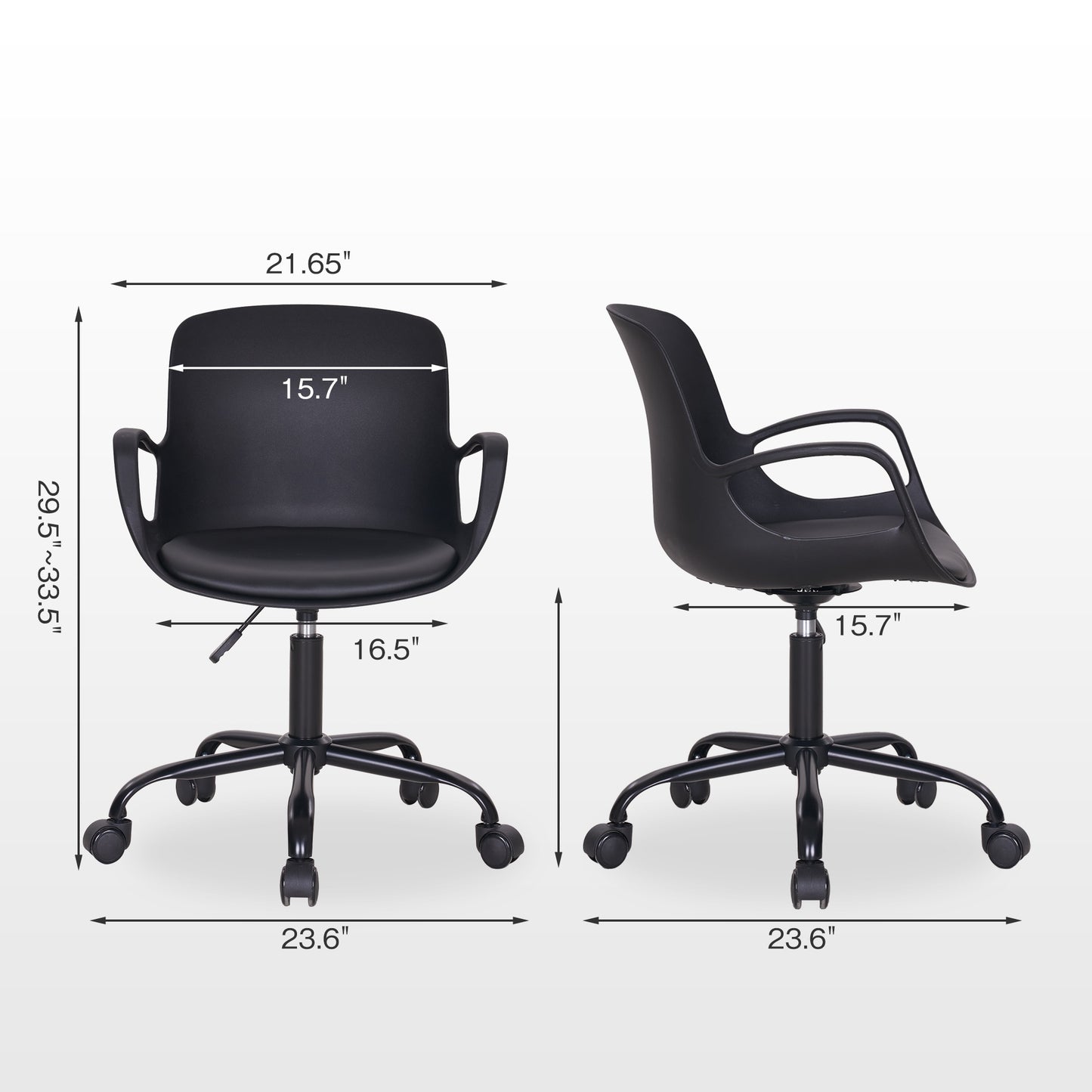 VECELO Height Adjustable Office Chair with Armrests and 360° Swivel Wheels, Mid-Back Chair for Home Office Room