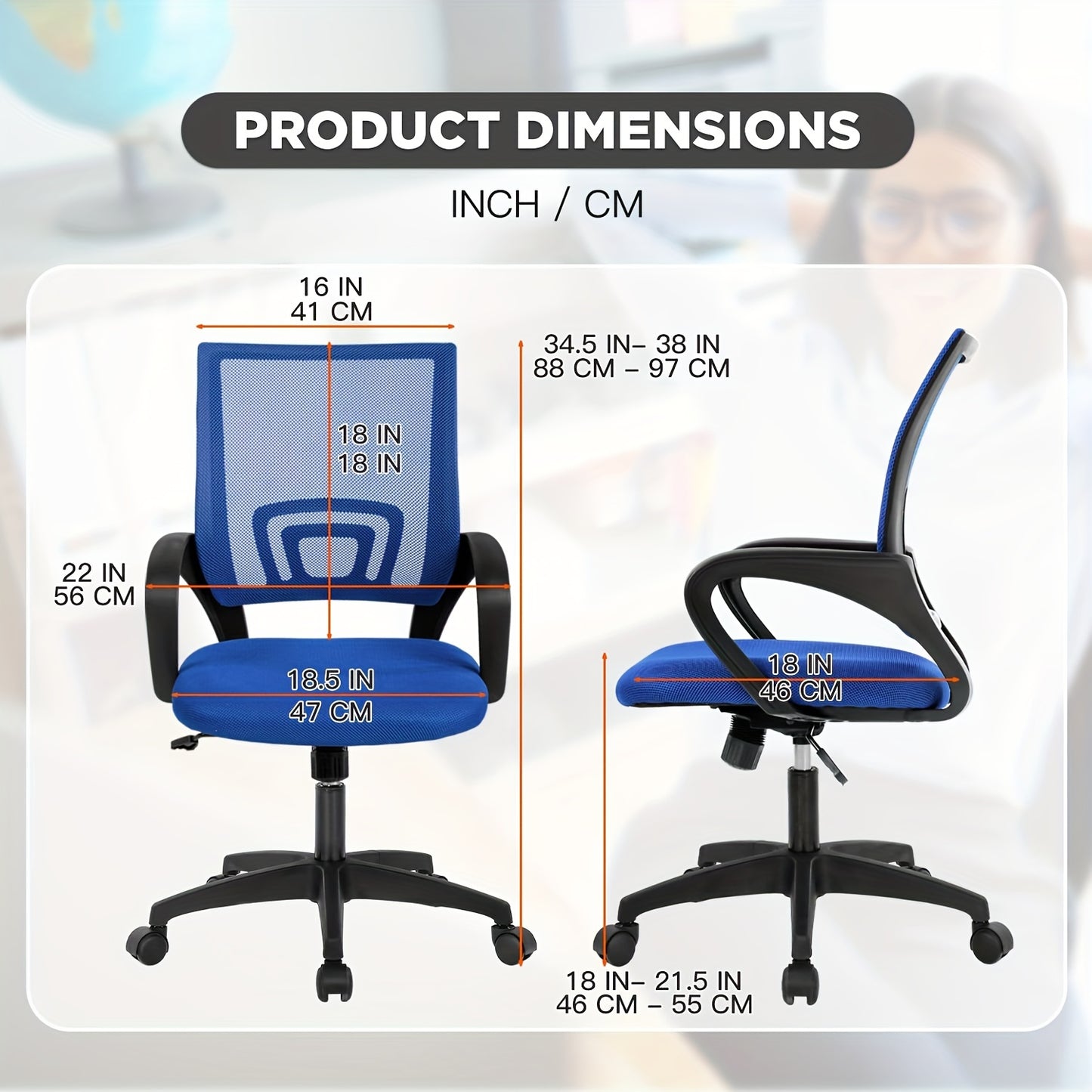 2 Pack, Office Chair Computer Desk Task Chair Mesh Computer Chair Back Support Modern Executive Adjustable Chair for Men Women
