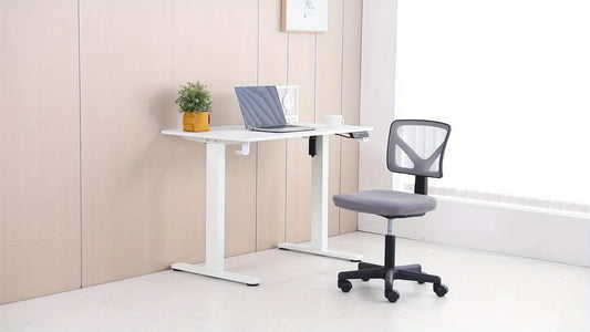 Armless Desk Chairs, Ergonomic Low Back Computer Chair No Arms, Adjustable Rolling Mesh Task Work Swivel Chairs with Wheels Work Vanity Chair for Small Spaces Home Bedroom, Classic Black