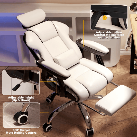 EXecutive Computer Chair Home Office Desk Chair, Adjustable Angle, Ergonomic Adjustable Height Chairs With Cushions Armrest For Long Time Seating-High Office Chair With Footrest