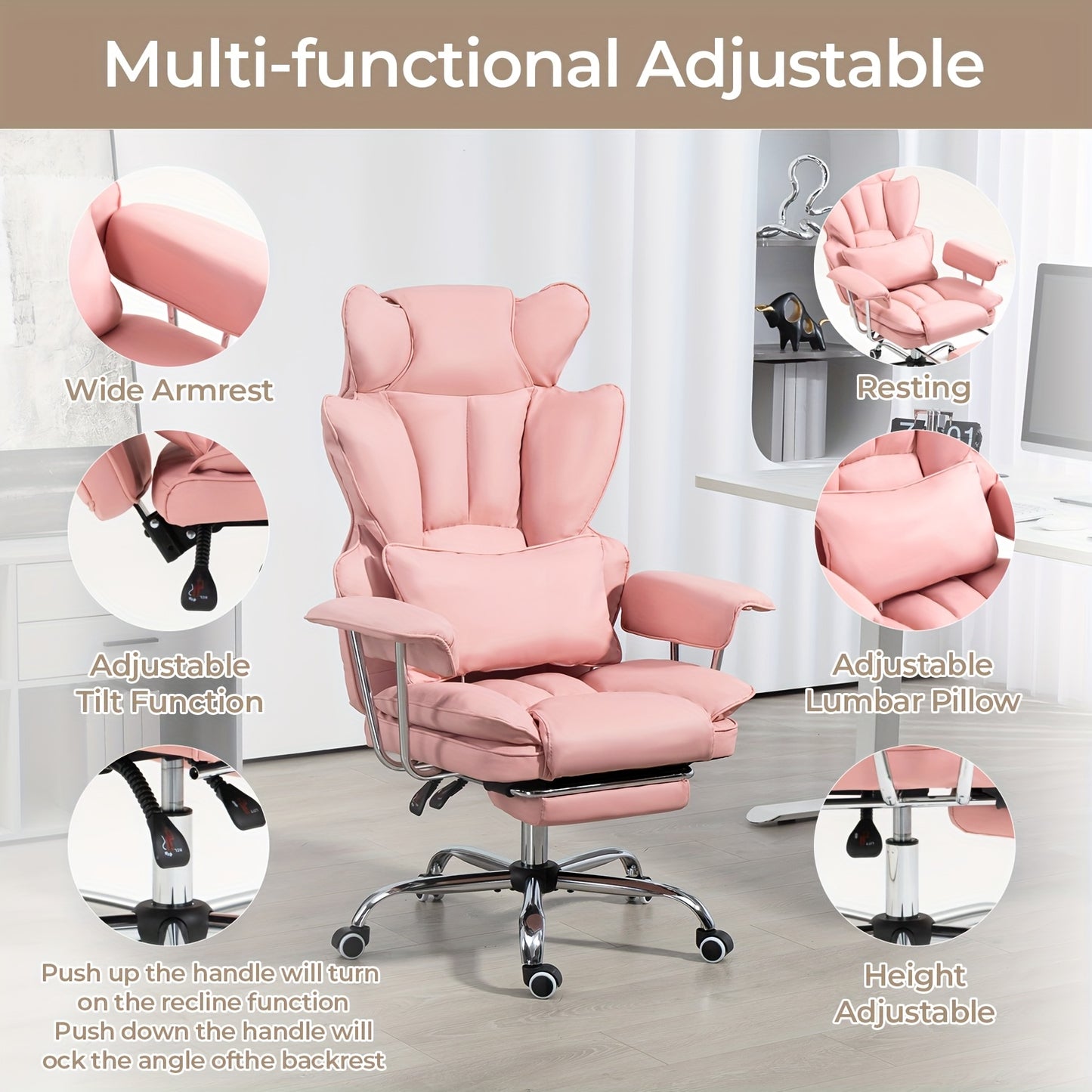 Big And Tall Desk Office Chair 400LBS | Computer Chair With Leg Rest And Lumbar Support, Executive Office Chair